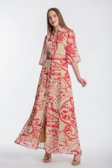 Maras Collection Μακρύ Φόρεμα Σεμιζιέ από Μουσελίνα Εμπριμέ