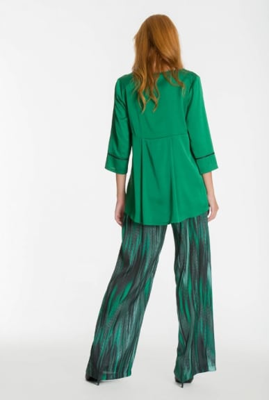 Maras Collection Παντελόνα Σατέν με Εμπριμέ Τύπωμα Μαύρο-Πράσινο_1